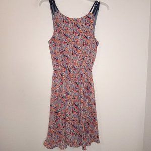 Lush Multicolor Sleeveless Dress with Deep V-Cut Back size M